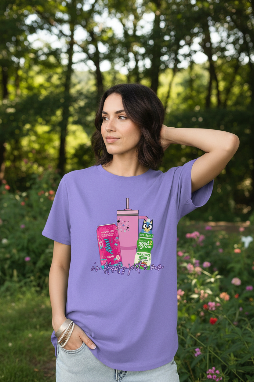 Someone wearing the t-shirt with an outdoor background